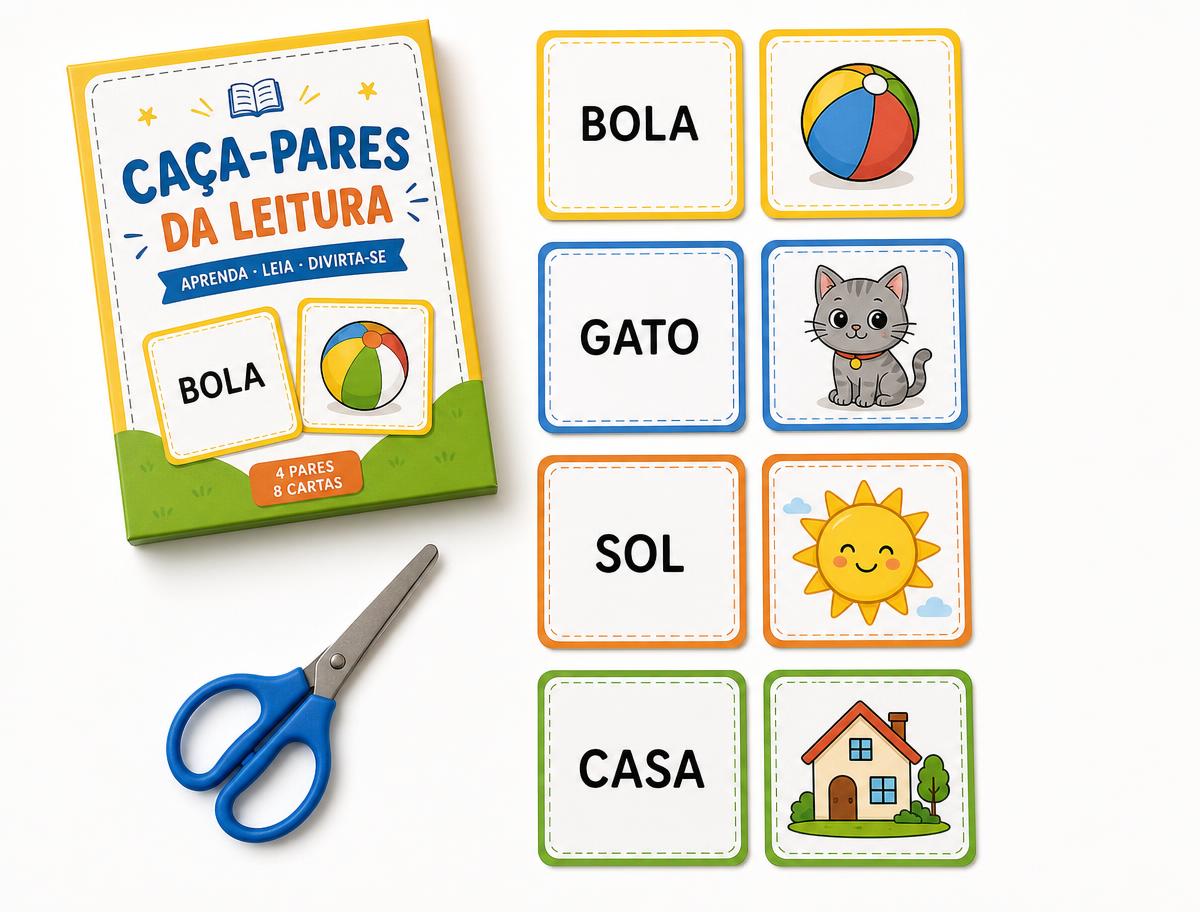 Cartas de palavras e imagens do bônus Caça-Pares da Leitura