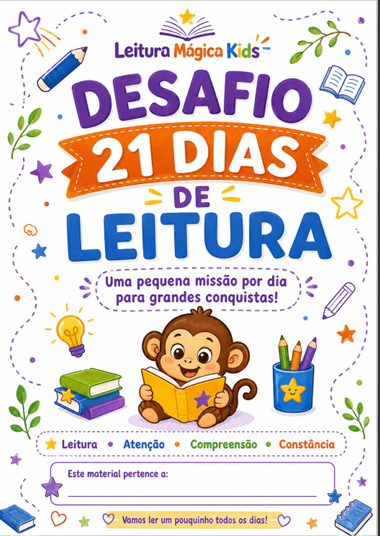 Quadro do Desafio 21 Dias de Leitura com as missões diárias para marcar